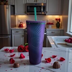 Starbucks Purple Green Swirl Mermaid Cold Cup 24oz Venti Tumbler NWT